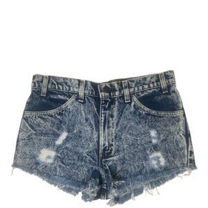 Levi’s 575 Vintage 80s Orange Tab Blue Acid Wash Cut Off Jean Shorts 33 Upcycled